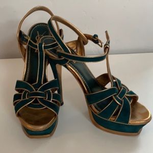 YSL Tribute Art Deco Platform Sandal - Green